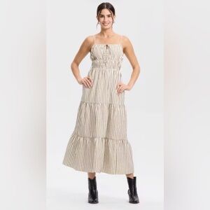 Universal Thread Beige and White Striped Maxi Dress